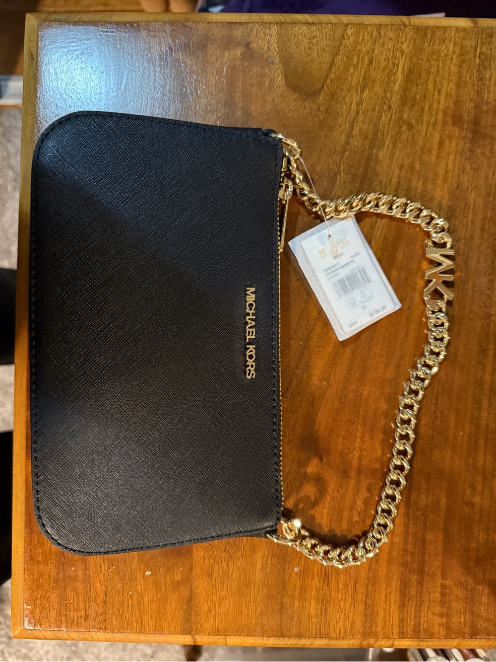 Michael Kors Black Saffiano Leather Chain Bag